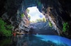 Melissani Lake is located in a cave near the town Sami, on Kefalonia island, Greece.
Here water from the ground and sea meets and makes for some of the clearest water you'll ever see.
#bvsblue