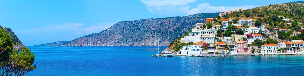 Summer view of Assos village (Greece, Kefalonia).