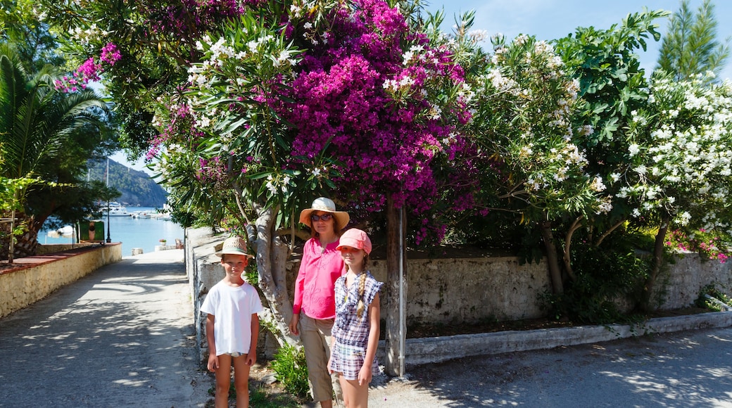 Family on street in Assos village (Greece, Kefalonia)