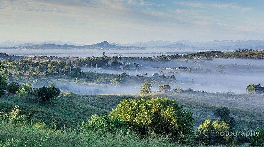Early morning mist across the valley taken from mountain view drive just off the warrigo highway looking across to Hatton vale Queensland.