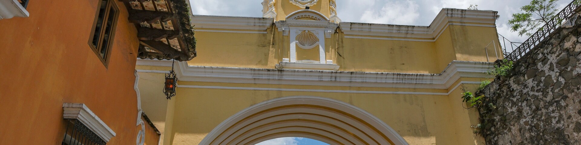 Antigua Guatemala, Guatemala - June 29, 2025: Arch of Santa Catalina in Antigua Guatemala, Sacatepequez, Guatemala.