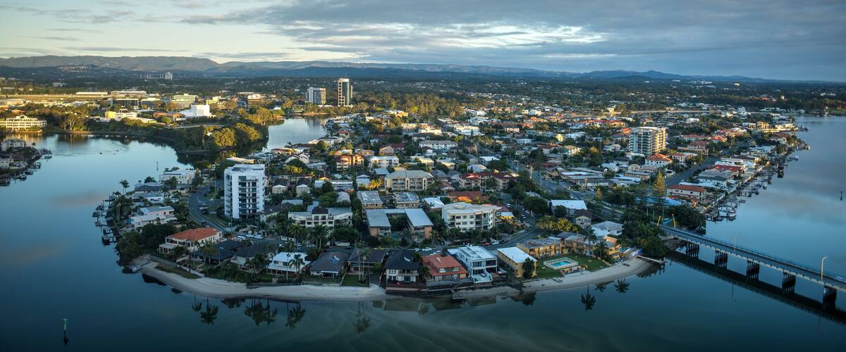 Wide Angle Aerial View of the Gold Coast - Australia