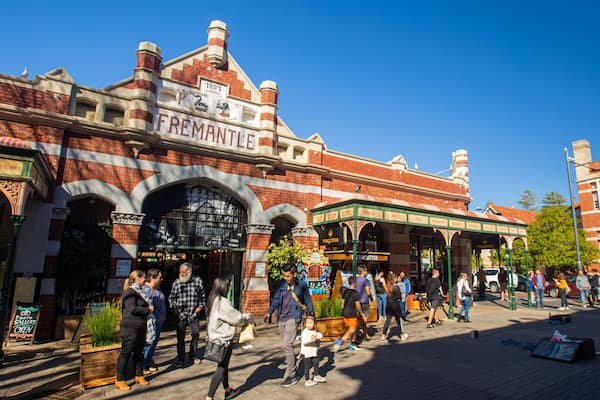 Fremantle Markets which includes heritage architecture and street scenes