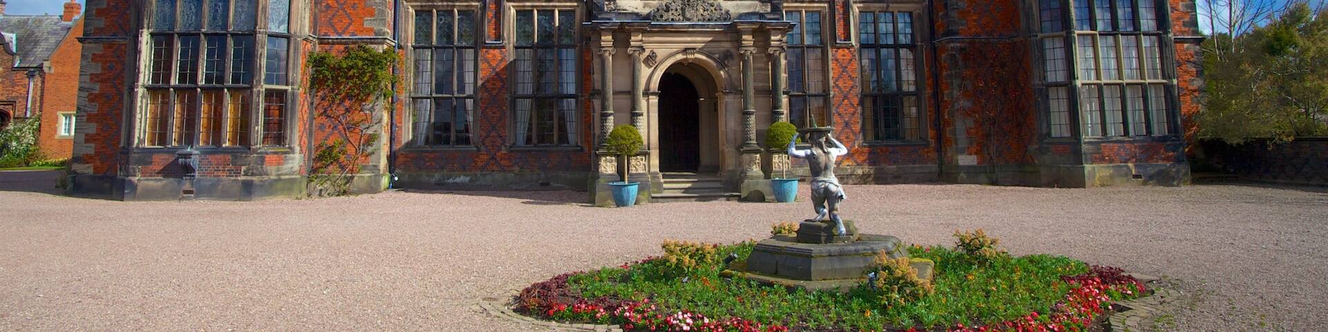 Arley Hall featuring a house, wild flowers and heritage architecture