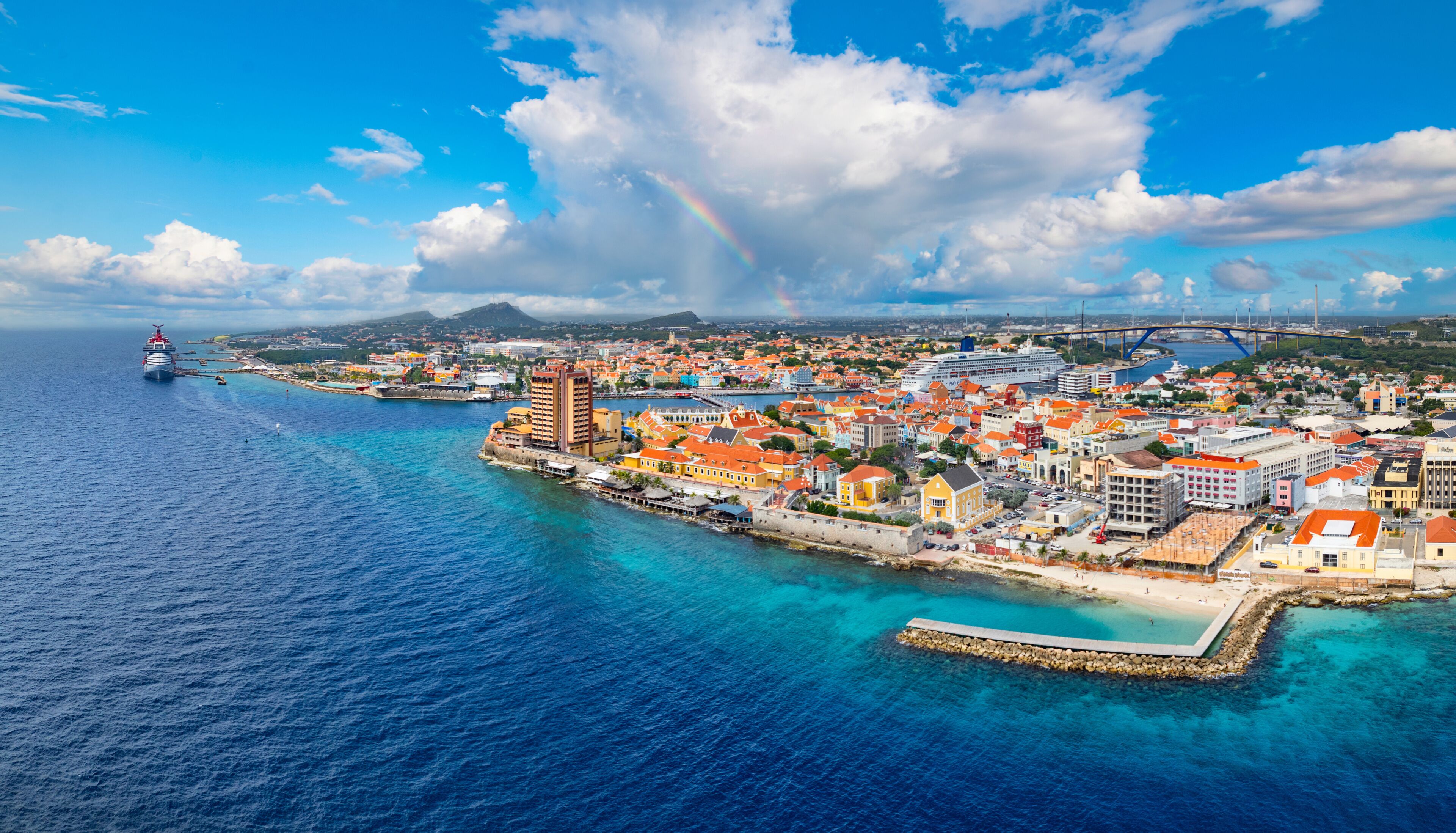 Downtown Willemstad, Curacao Skyline Aerial