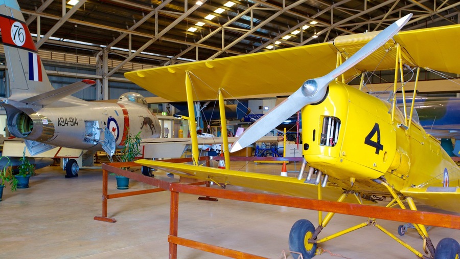 Australian Aviation Heritage Centre showing aircraft and interior views