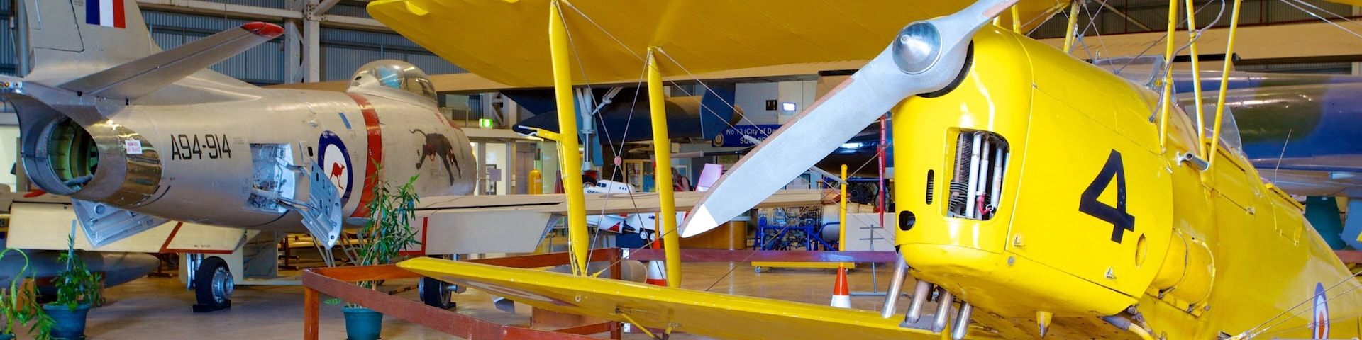 Australian Aviation Heritage Centre featuring aircraft and interior views