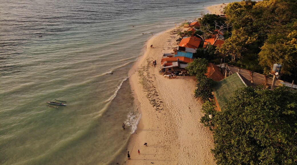 Drone shot of white beach