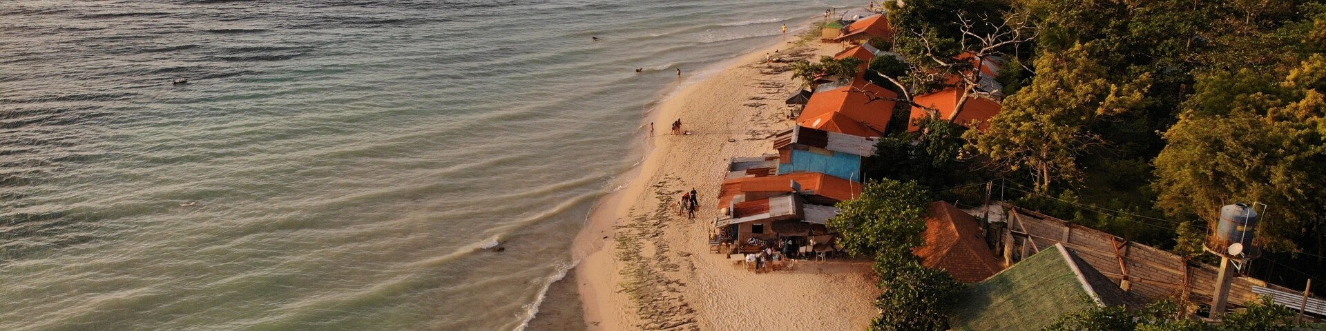 Drone shot of white beach