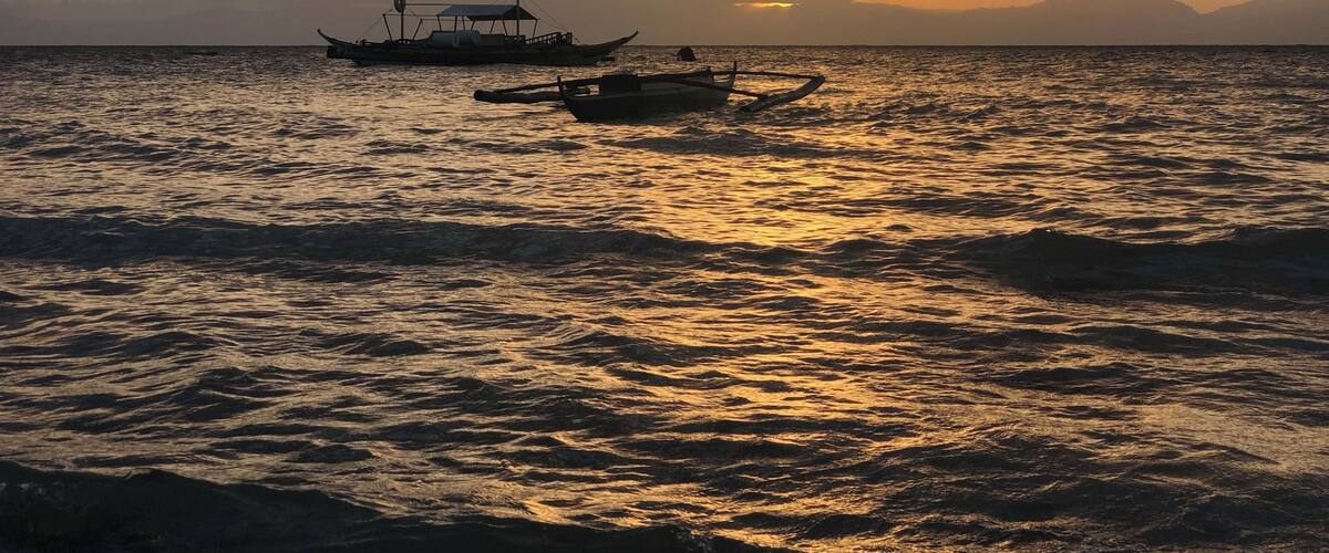 Sunset in white beach