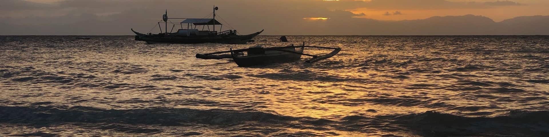 Sunset in white beach