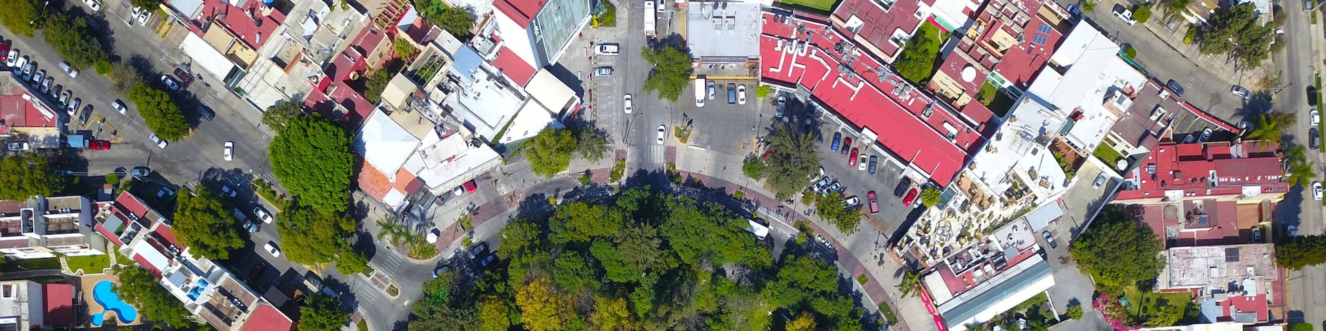 zenith view of Chapalita roundabout on Guadalajara
