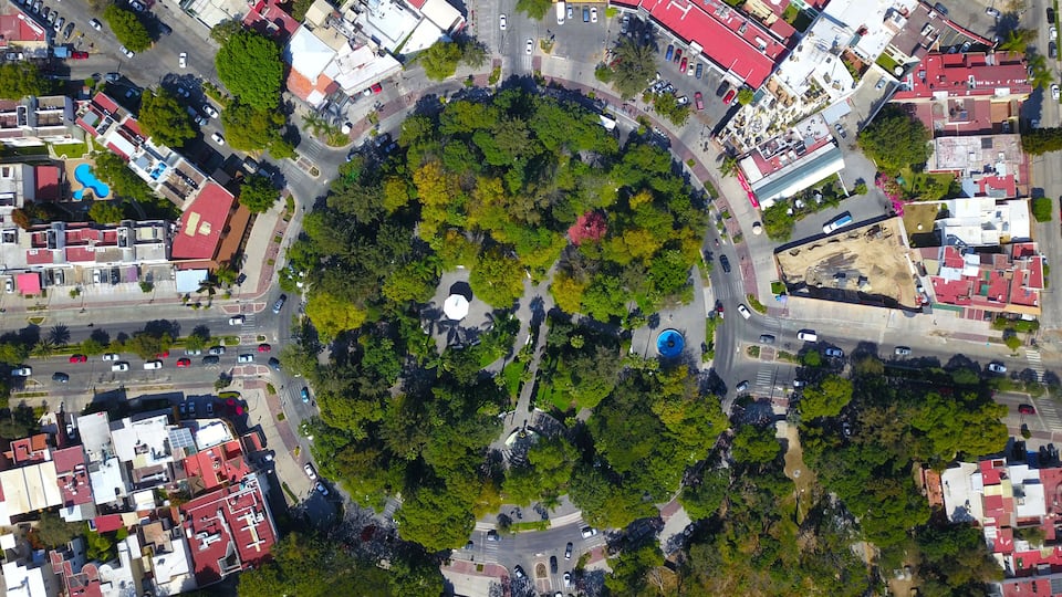zenith view of Chapalita roundabout on Guadalajara