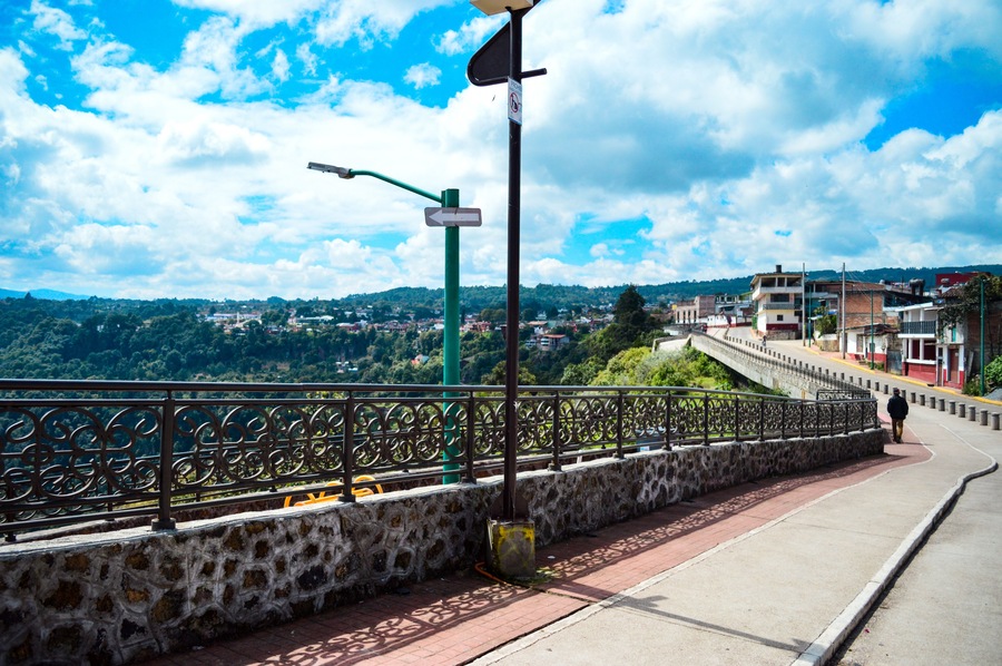 Magic Town, Zacatlán de las Manzanas, Puebla, México (view of the street and the sky and a person); Shutterstock ID 1206349339; Purchase Order: -