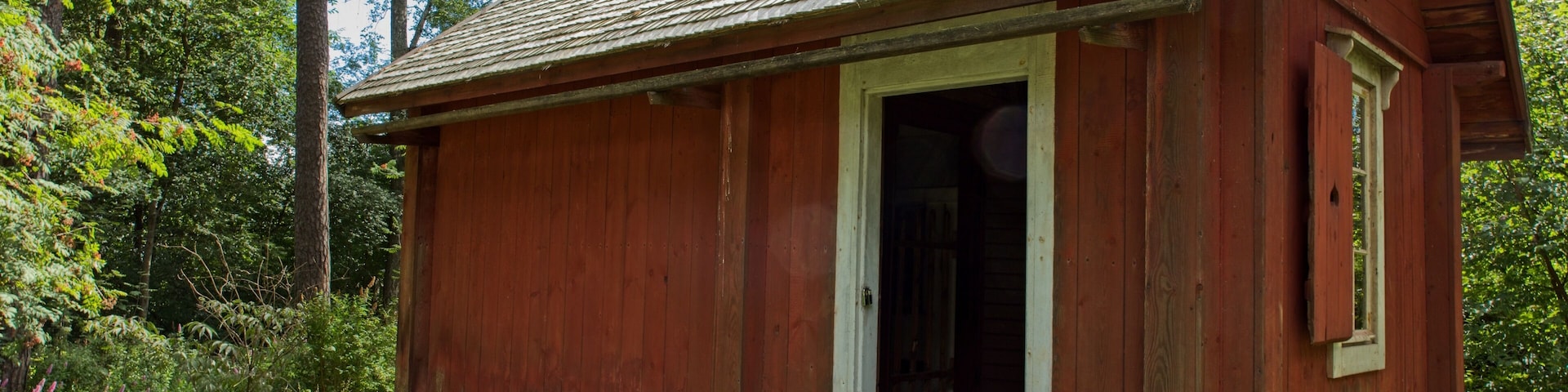 Aleksis Kivi`s cottage from Siuntio at Seurasaari Open-Air Museum, Helsinki, Finland.