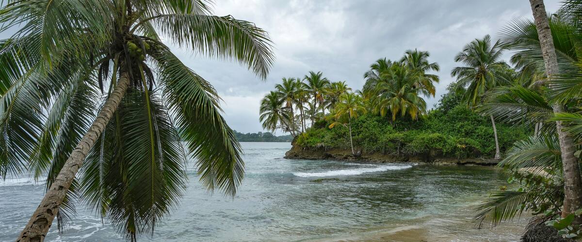 Bocas del Toro, Panama - November 25, 2025: View of a beach on Carenero Island in the Bocas del Toro Archipelago, Panama.