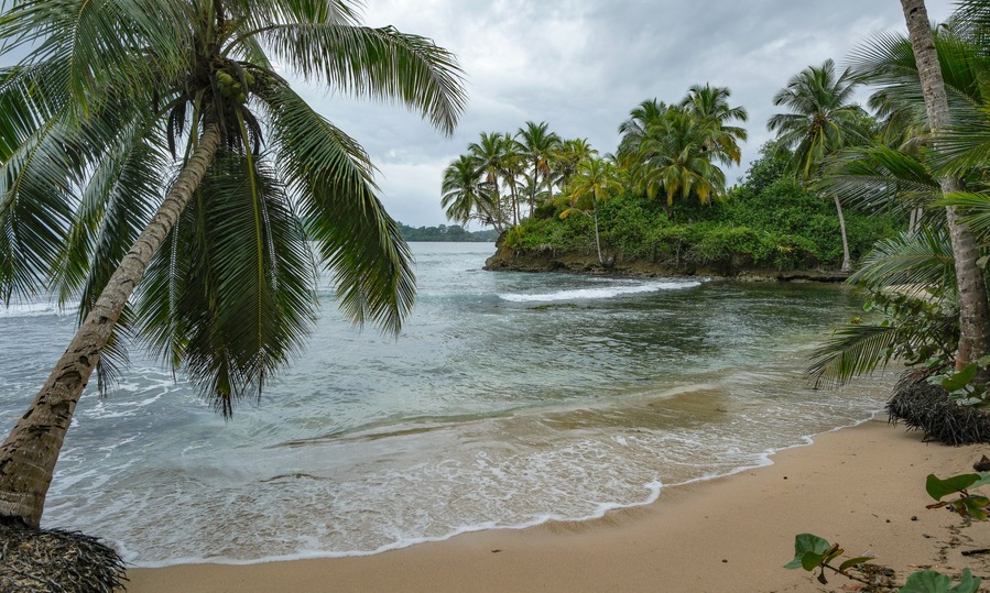 Bocas del Toro, Panama - November 25, 2025: View of a beach on Carenero Island in the Bocas del Toro Archipelago, Panama.