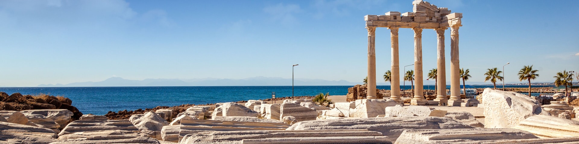 Ruins of Apollo temple in Side near Antalya, Turkey