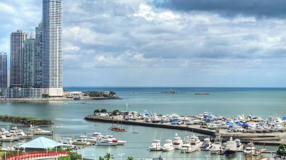 Old and traditional Yatch Club at Cinta Costera, Panama City, Panama.