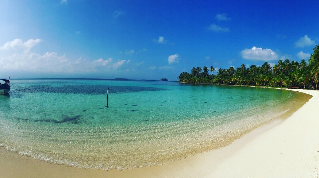 One of the 365 islands that represent San Blas in Panama. The majority of these islands are inhabited, some of them has the size of various football fields, while others are only a few square meters with one or two palm trees on it.