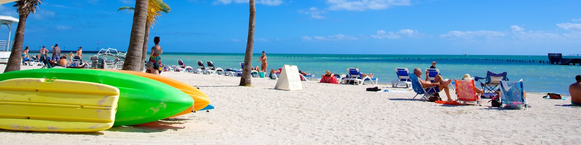 Higgs Beach mit einem tropische Szenerien und Sandstrand sowie große Menschengruppe
