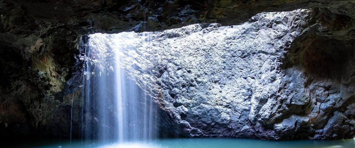 Popular little walking track down to the glow worm caves and the little waterfall that flows into them