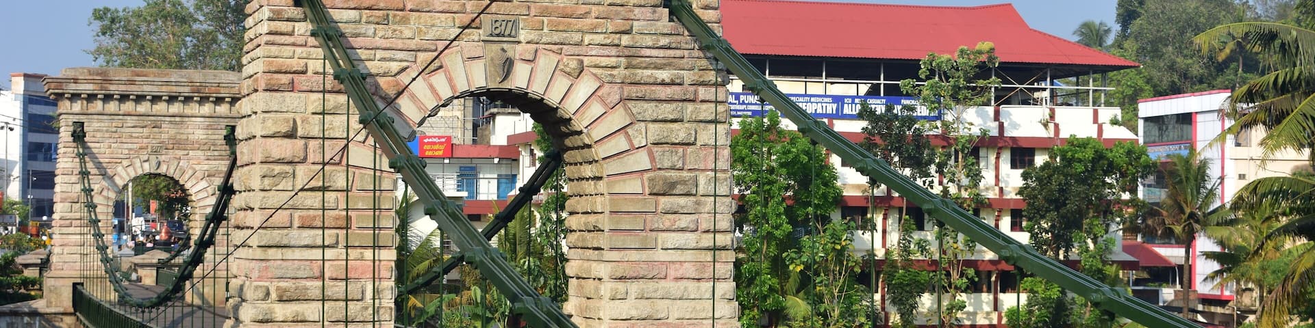 Punalur, Kerala, India - March 1, 2019: Motorable bridge in Kerala