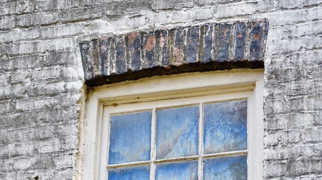 I love the way the old wavy windows of the Enameling Building reflect with iridescence