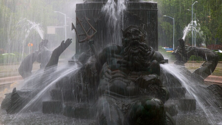 Grand Army Plaza which includes a statue or sculpture and a fountain