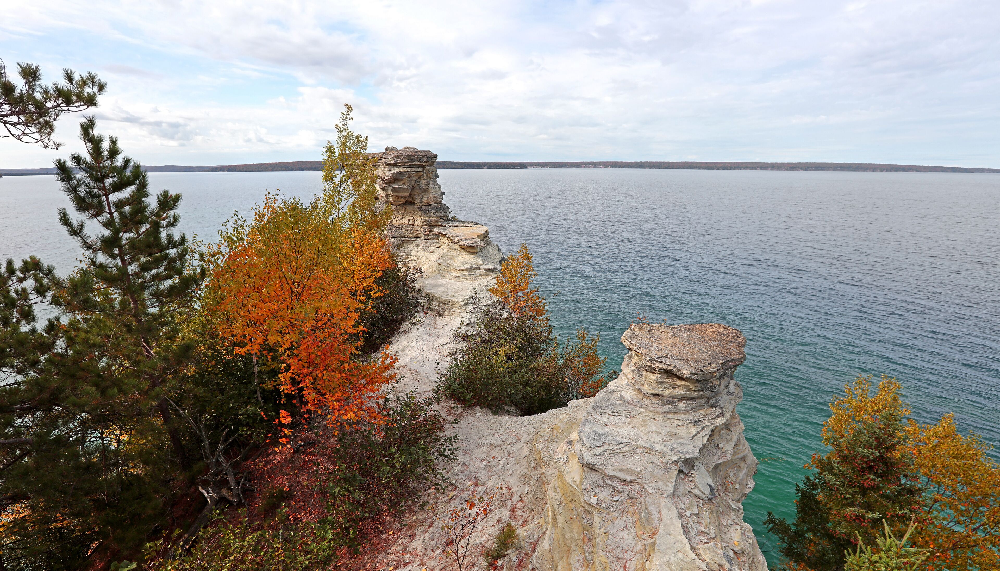 Close up shot of Miners Castle rock at Pictured rocks national lake shore in Michigan upper peninsula