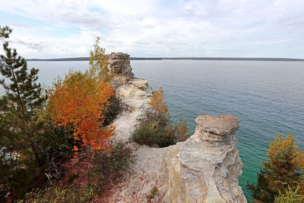 Close up shot of Miners Castle rock at Pictured rocks national lake shore in Michigan upper peninsula