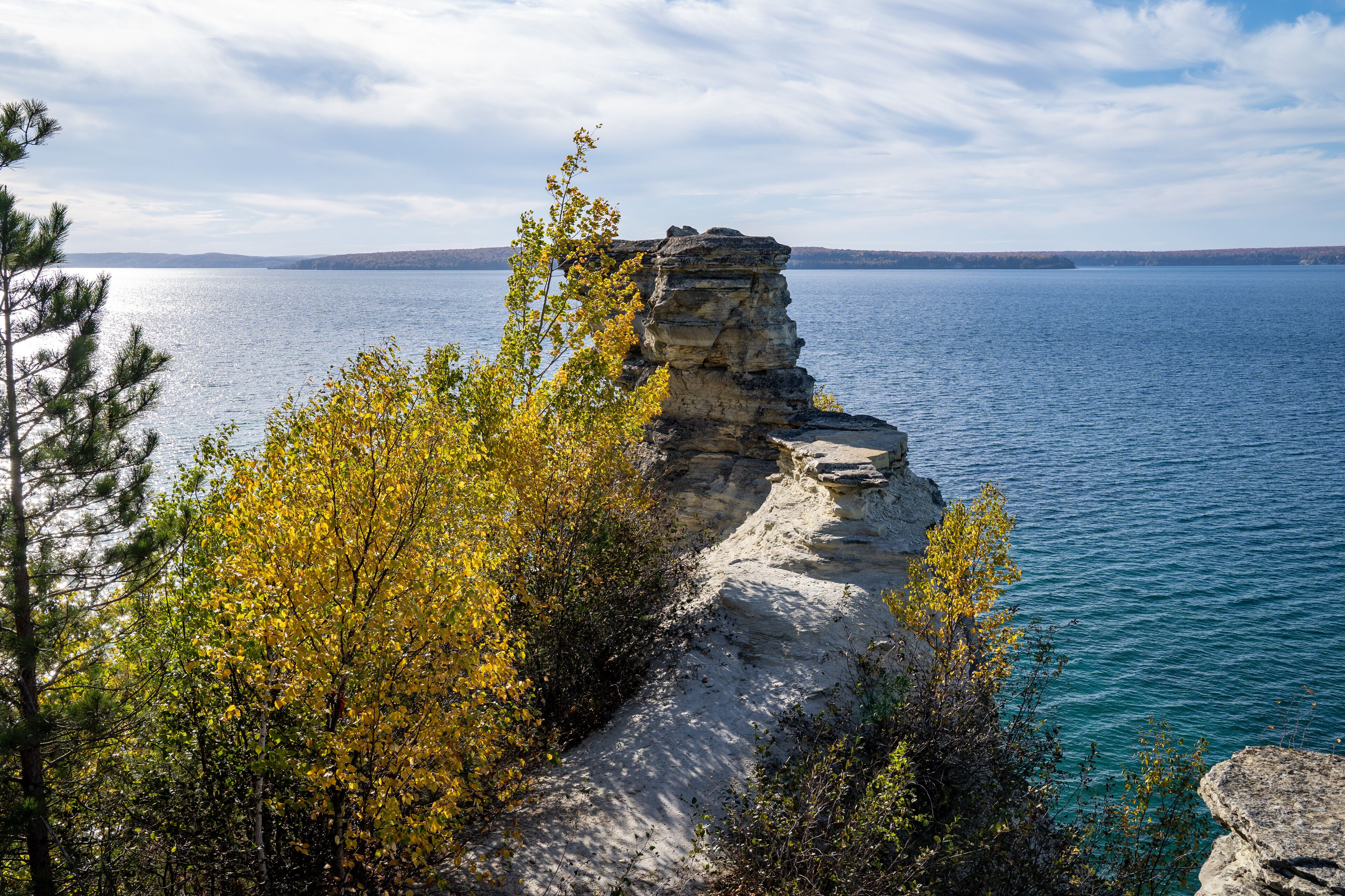 Miners Castle rock formation along Lake Superior in the fall, at Pictured Rocks National Lakeshore Michigan