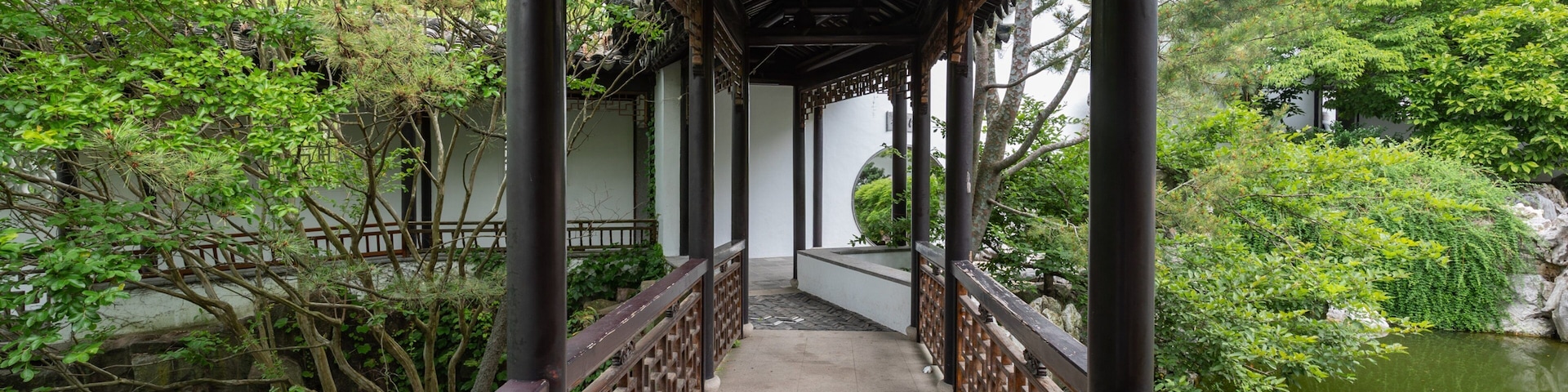 New York Chinese Scholar\'s Garden showing a pond