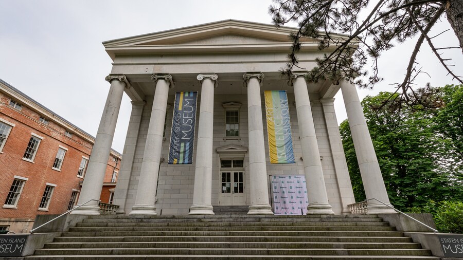 Staten Island Museum featuring signage and heritage architecture