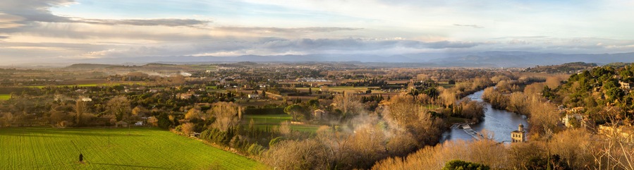 View from Béziers to the river Orb - France
