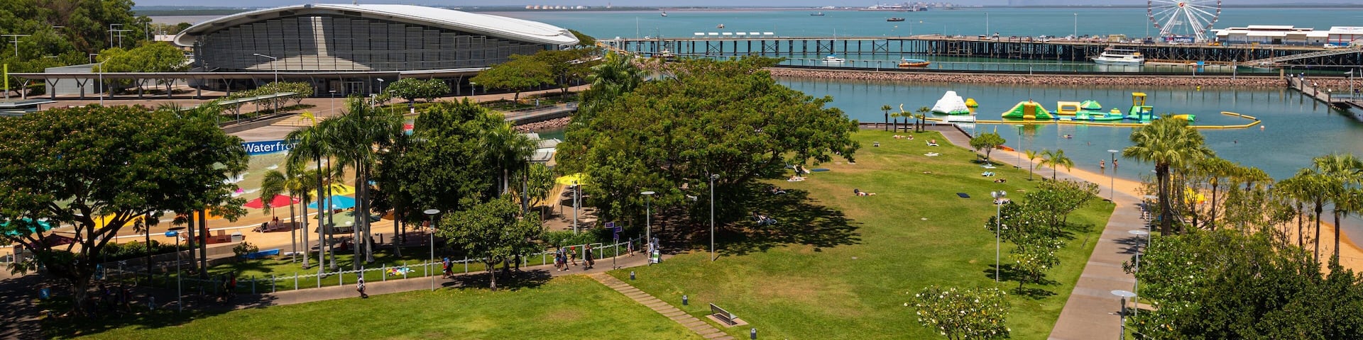 Darwin Waterfront showing a garden, landscape views and a bay or harbor