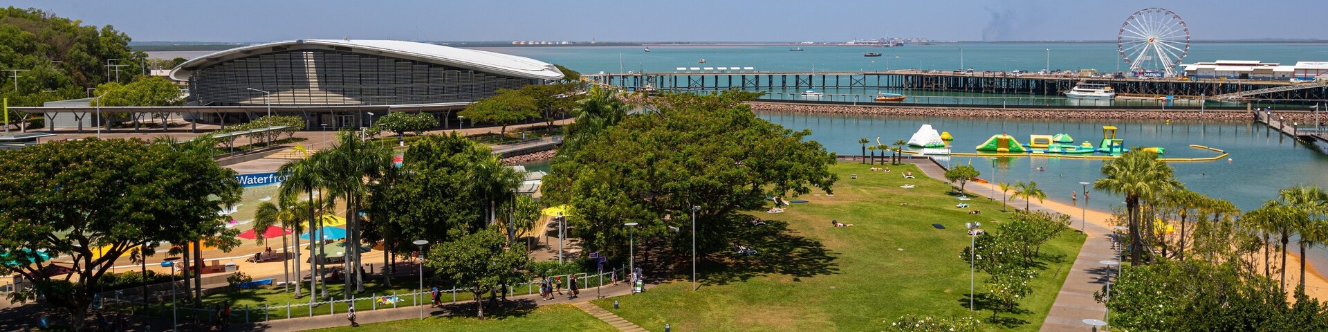 Darwin Waterfront showing a garden, landscape views and a bay or harbor
