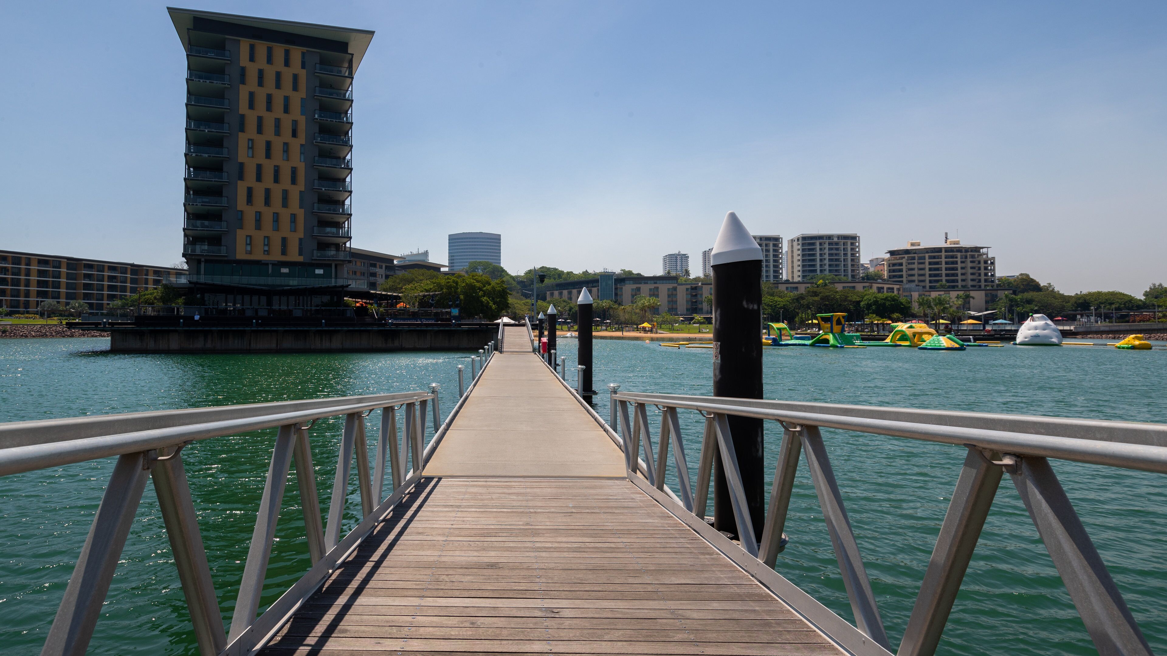 Darwin Waterfront showing a bay or harbor and a bridge