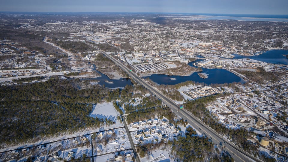 Aerial Drone of Toms River in the Winter