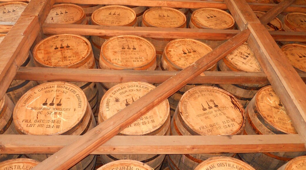 Bourbon aging in the barrel house at Woodford Reserve.