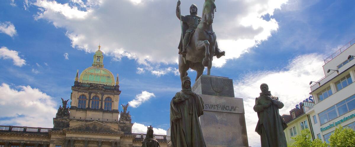Saint Wenceslaus Monument which includes heritage elements, a monument and a statue or sculpture