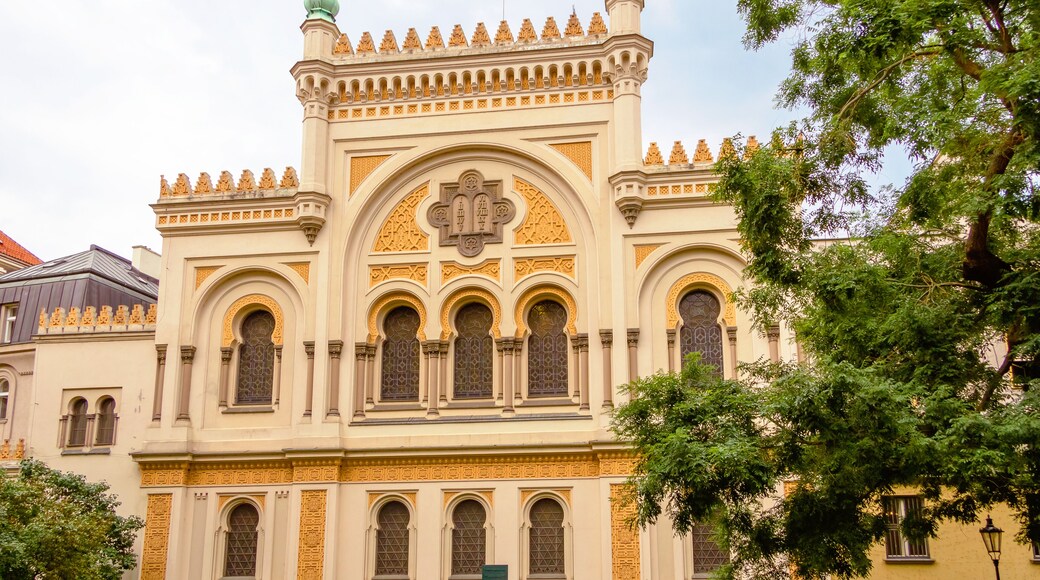 Facade of Spanish Synagogue, located in the Josefov district of Prague, in Czech Republic; Shutterstock ID 257439073
