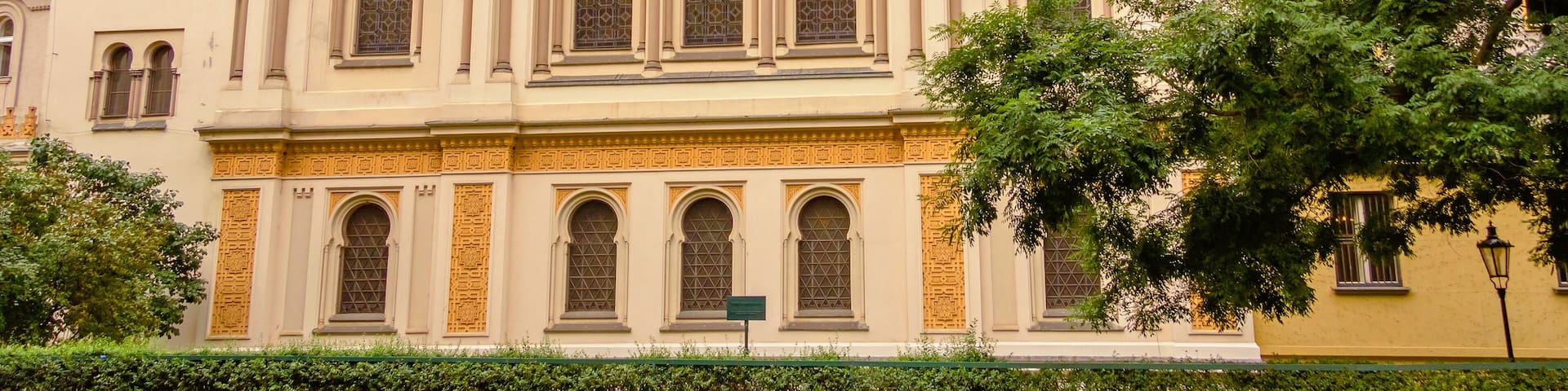 Facade of Spanish Synagogue, located in the Josefov district of Prague, in Czech Republic; Shutterstock ID 257439073