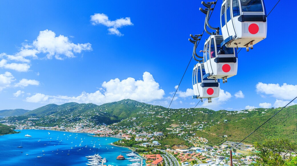 Caribbean, St. Thomas, USVI. Cable car at Heavensight in Charlotte Amelie.