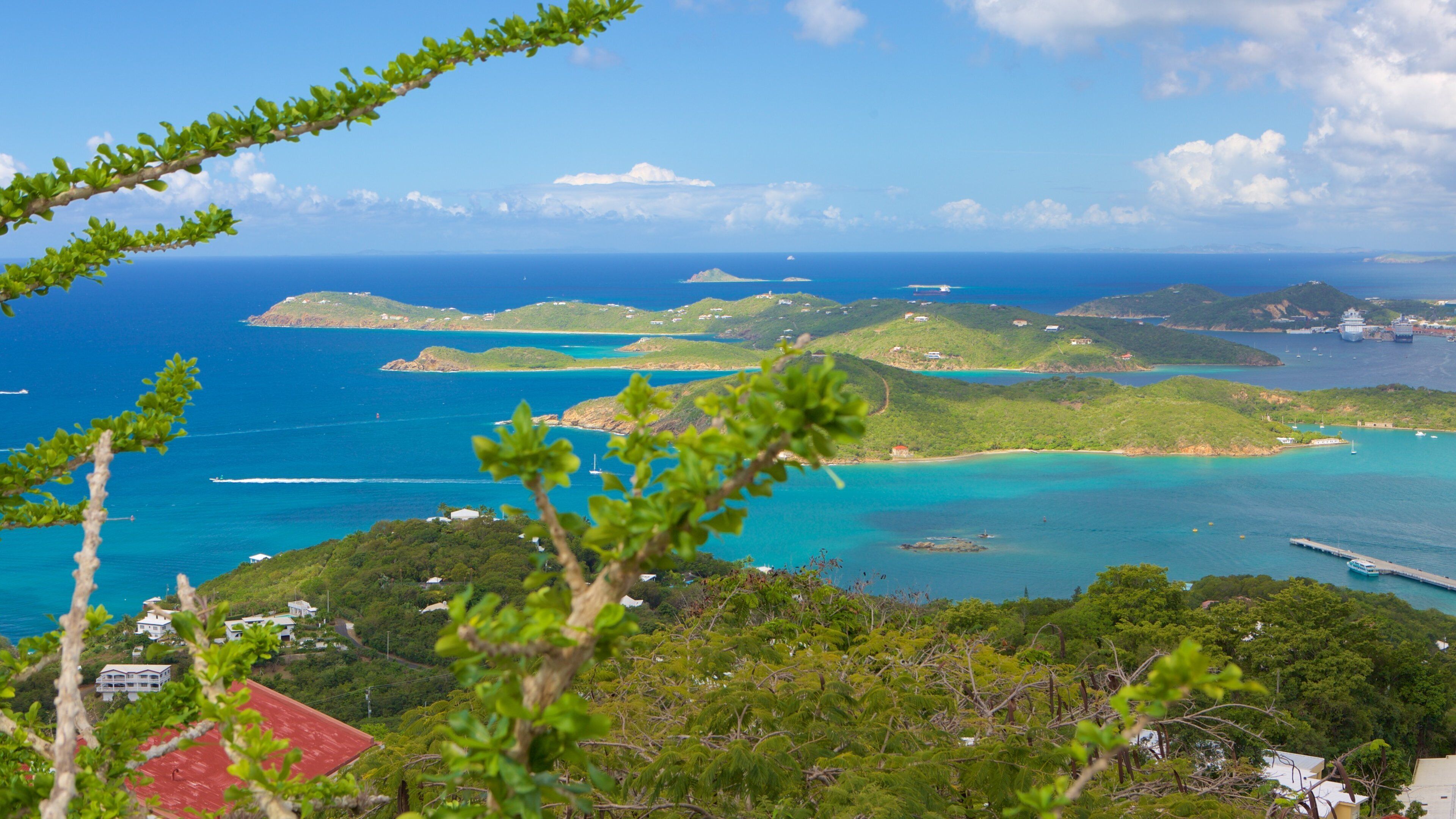 Saint Thomas Skyride showing island views