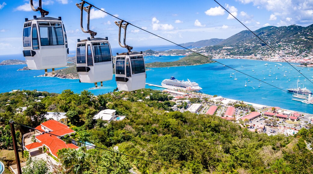 St. Thomas cruise port with cable car's in forground