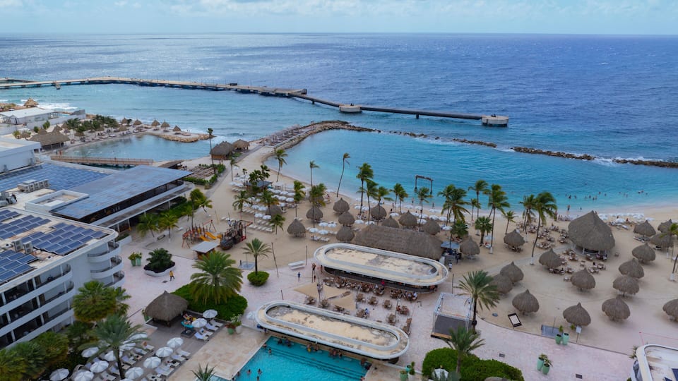 Mangrove Beach aerial view near Corendon Hotel at Otrobanda, city of Willemstad, Curacao.