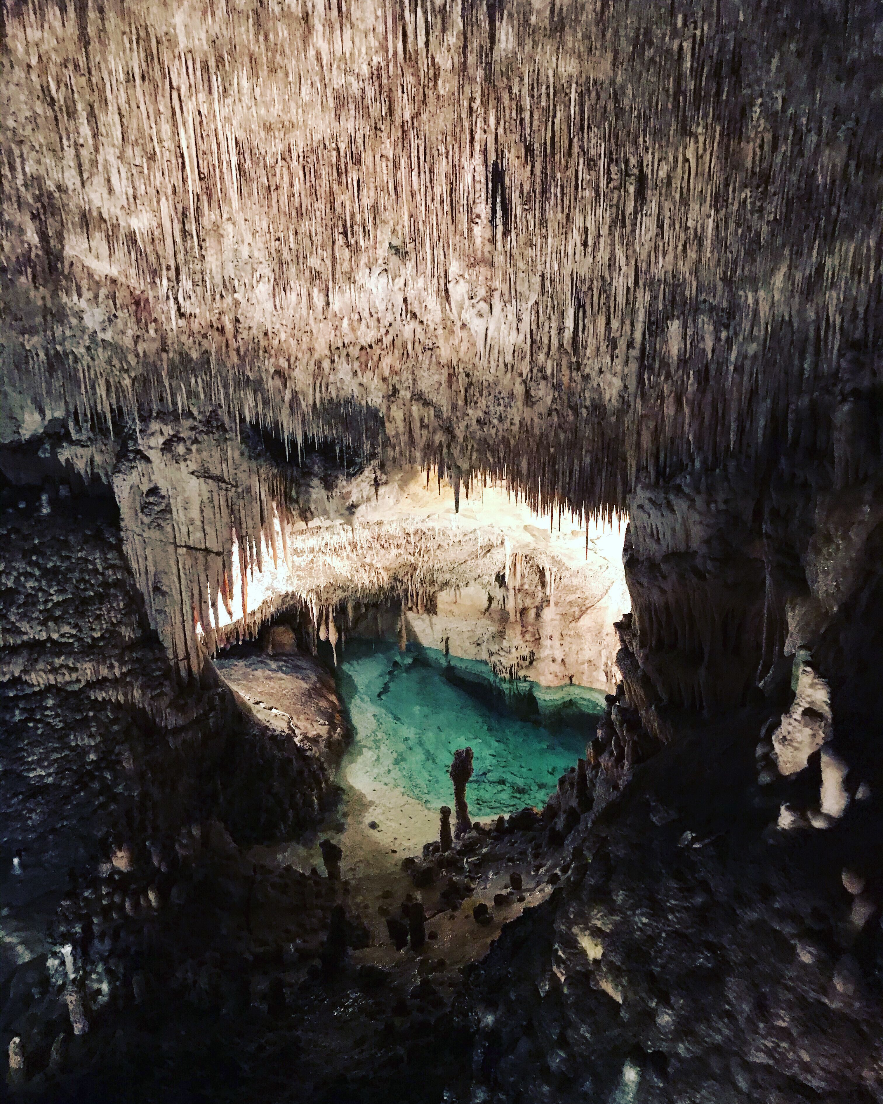 A huge cave with millions stalactites and stalagmites