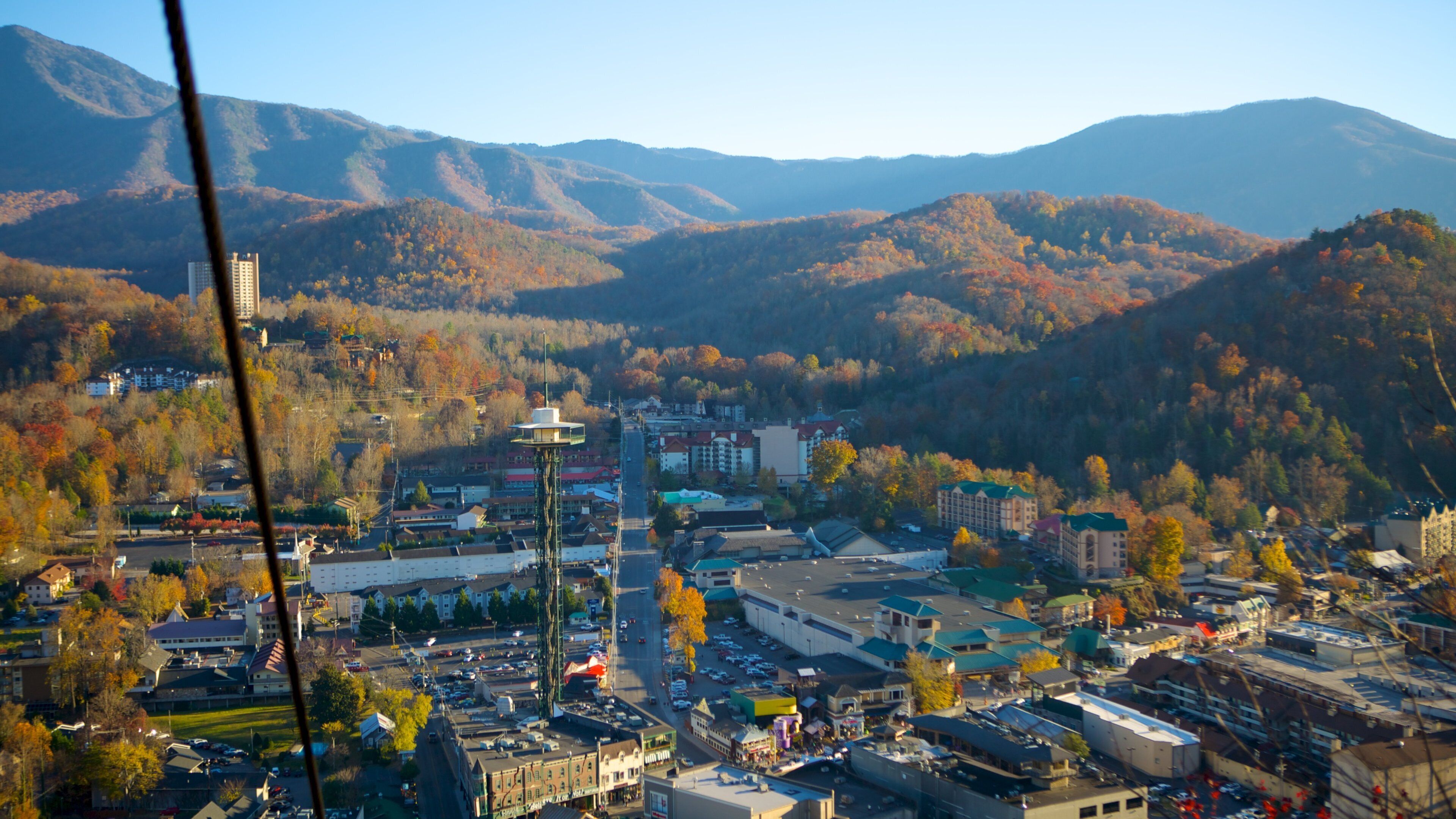 Gatlinburg Sky Lift featuring mountains and autumn leaves