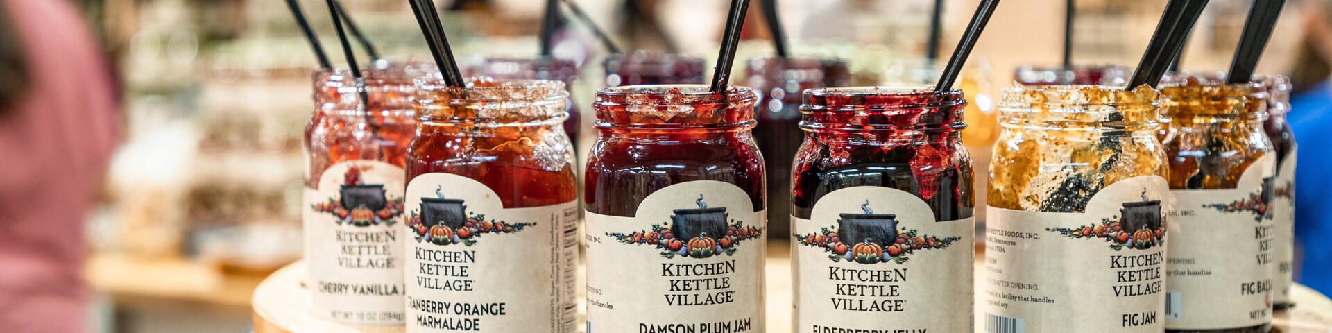 Kitchen Kettle Village showing food, interior views and signage